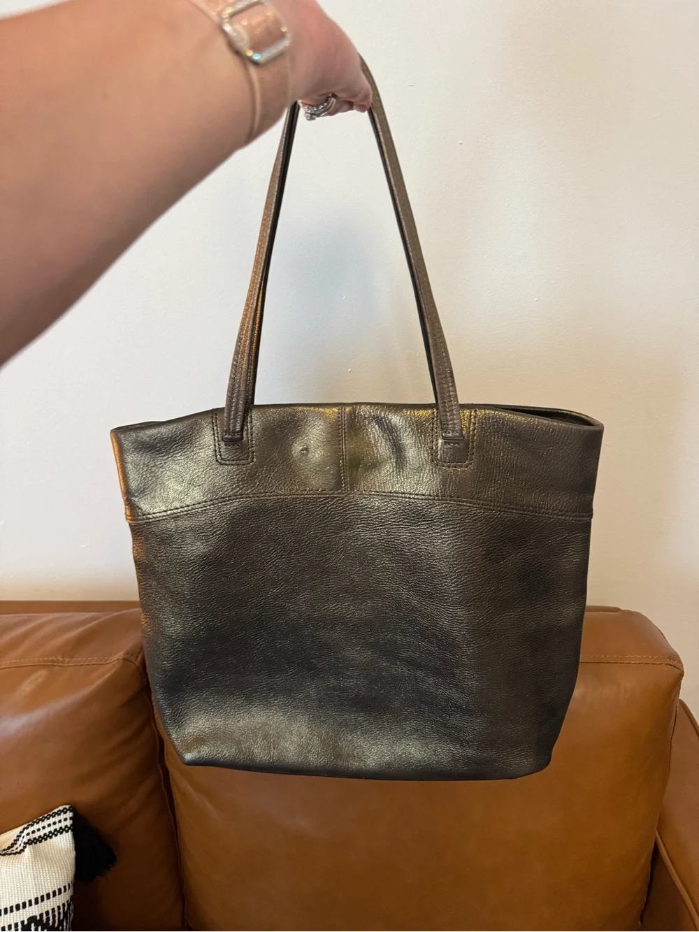 Coach Bronze Leather Tote with Circle-Emblem